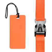 Nylon Luggage Strap & Luggage I.D. Tag - NEON ORANGE 