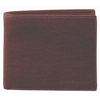Pierre Cardin Rustic Italian Leather Mens' Bi-Fold Wallet - BROWN
