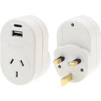 Jackson UK Travel Adaptor -- 1 x USBA & 1 x USBC - 3.1 Amp Total