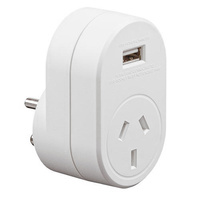 Edge AUST. to INDIA Adaptor Small Pins USB - 1 Amp Total