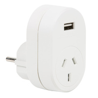 Edge AUST. to EURO Travel Adaptor USB - 1 Amp Total