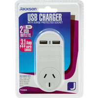 Jackson AUSTRALIAN Adaptor with 2 x USB - 3.1 Amp