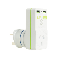 Korjo  AUST. to U.K. Travel Adaptor 2 X USB -  2.4 Amp Total