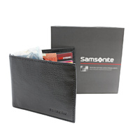 Samsonite Leather RFID Slimline Wallet - 2 note comparts., ID Wind. & 5 c/c pockets