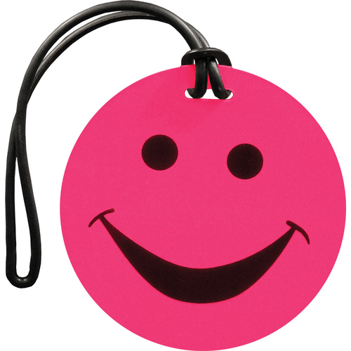 Luggage Tag Smiley Neon Pink