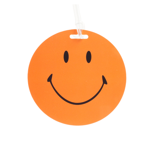 Luggage Tag Smiley Neon Orange