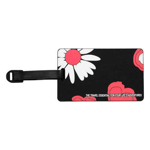 Flower Themed PVC Luggage Tags - NEON PINK