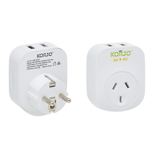 Korjo USB A+C & Power Adaptor for use in Europe (USB ACEU)