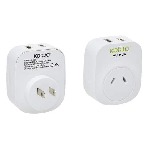 Korjo USB A+C & Power Adaptor for use in Japan (USB ACJA)