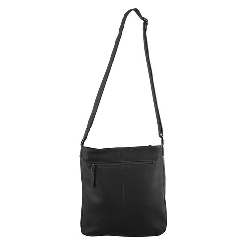 Milleni Ladies Nappa Leather Ladies Multi-Compartment Tote - BLACK