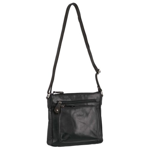 Milleni Ladies Nappa Leather Cross-Body Small Tote - BLACK