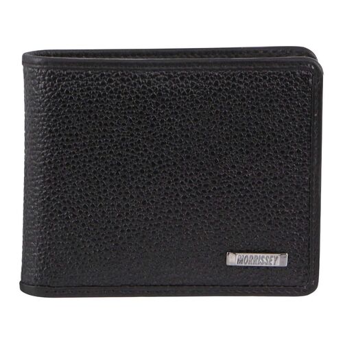 Morrissey Italian RFID  Leather RFID Tri-Fold Men's Wallet - BLACK