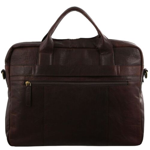 (MP) Pierre Cardin Rustic Italian Leather Business Bag  - CHESTNUT