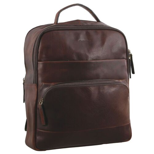 Pierre Cardin Rustic Italian Leather Backpack - Chestnut (MP)