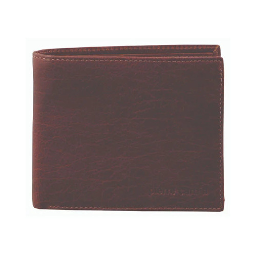 Pierre Cardin Rustic Italian Leather Mens' Bi-Fold Wallet - BROWN