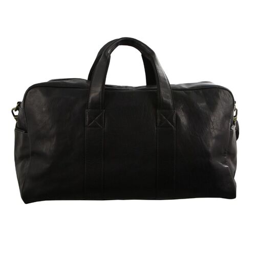 (MP) Pierre Cardin Rustic Italian Leather Overnight Bag - Black (MP) 