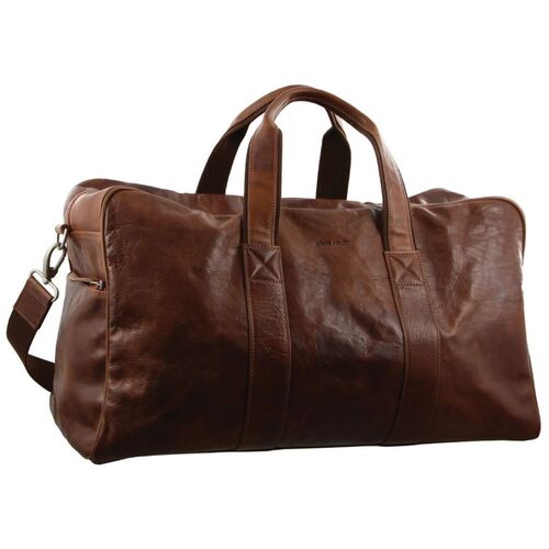 Pierre Cardin Rustic Italian Leather Overnight Bag - Chestnut (MP) 