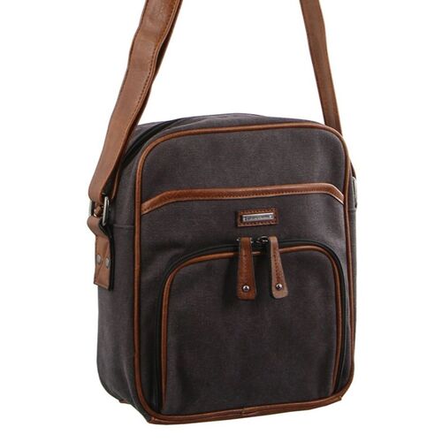 Pierre Cardin Unisex Cross-Body Canvas Bag - BLACK