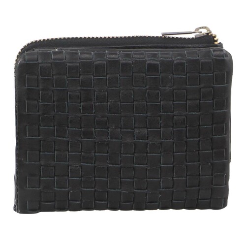 Pierre Cardin Woven Leather Women's Bi-fold wallet - BLACK