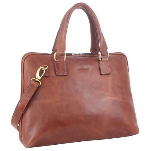 (MP) Pierre Cardin Rustic Italian Leather Ladies Business Bag  - COGNAC