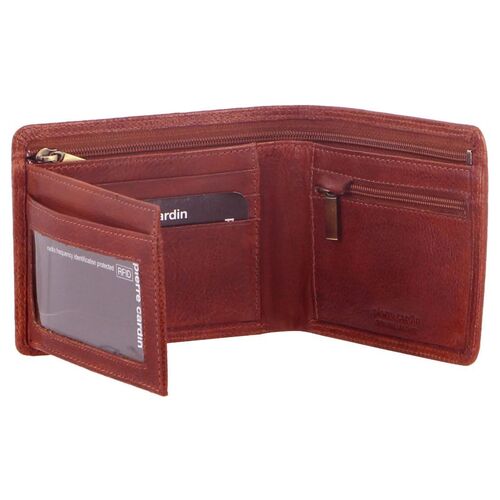 Pierre Cardin Rustic Italian Leather Mens' Wallet - MAHOGANY